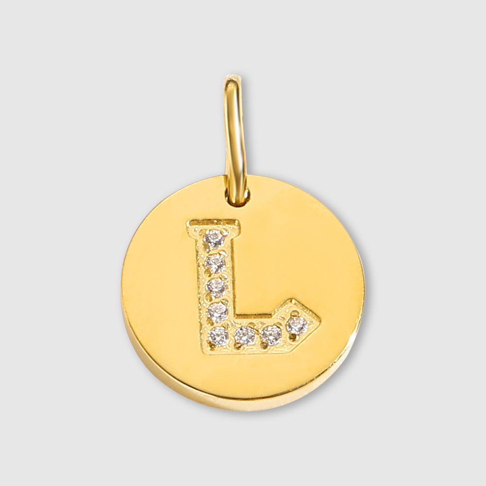 Diamond-Encrusted Jewelry Accessories Stainless Steel Letter Pendant