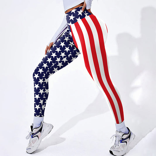 High-waisted Butt-lifting Plaid-printed Women's Fitness Leggings