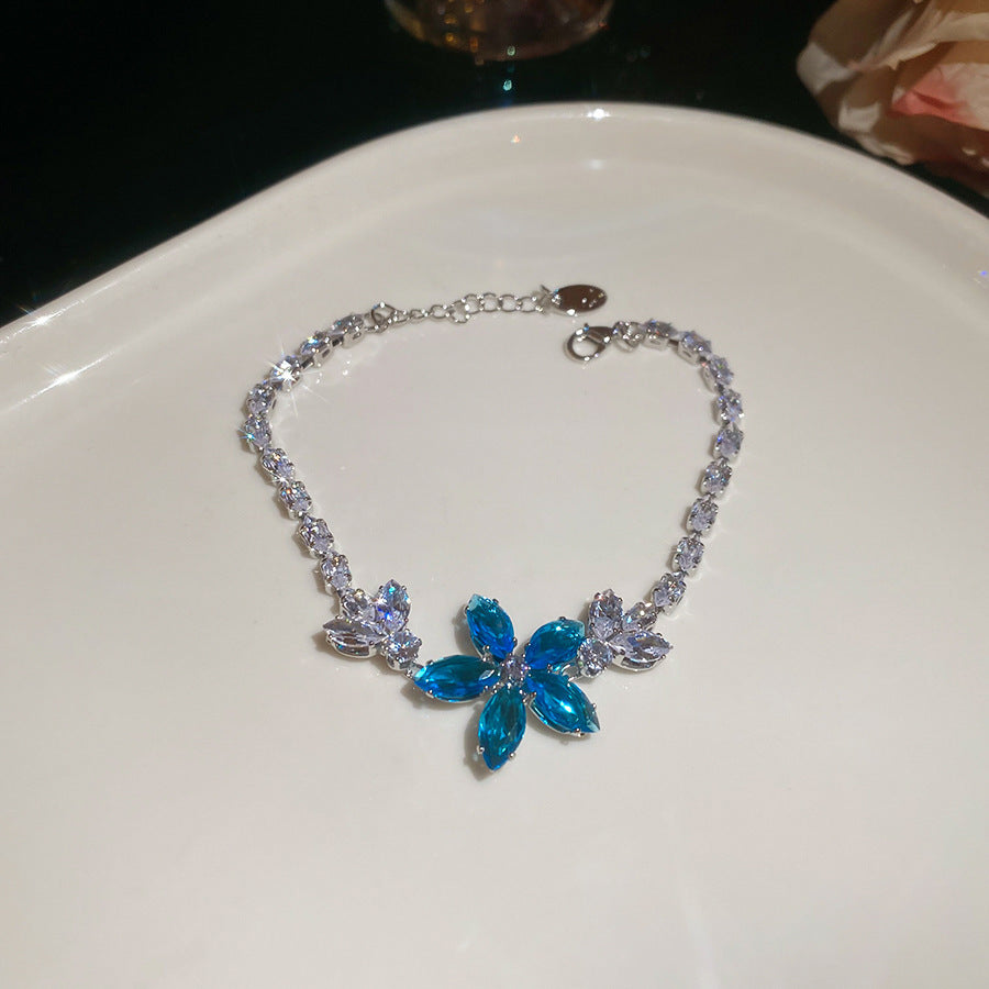 Glacier Blue Zirconia Bracelet Ins Style Korean  Dainty Bangle Luxury Premium Wrist Jewelry