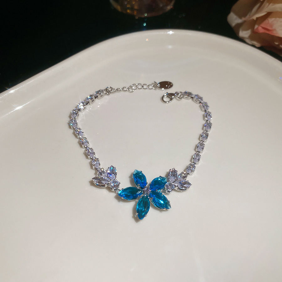 Glacier Blue Zirconia Bracelet Ins Style Korean  Dainty Bangle Luxury Premium Wrist Jewelry