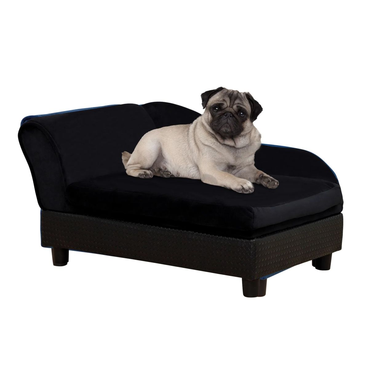 Luxury Dog Bed For Small Dogs, Hidden Storage, 3 In Foam Cushion, Modern Pet Sofa, Black