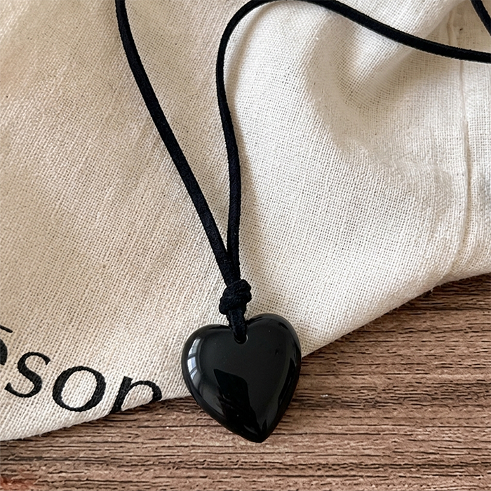 Y2K Puffy Glass Heart Pendant Necklace - Large Murano Style Heart Charm On Adjustable Cord - Cute Chunky Romantic Jewelry Gift For Women