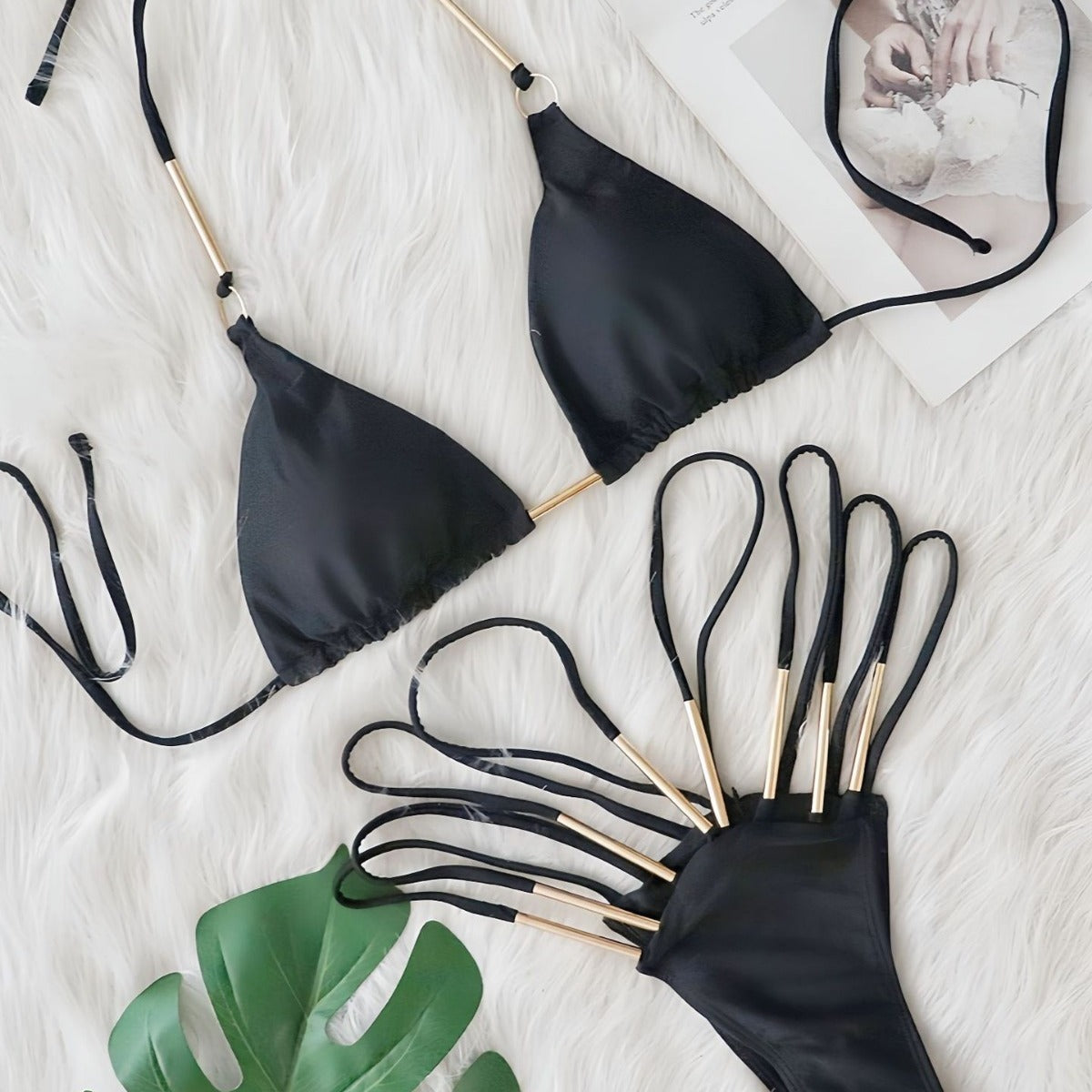 New Swimsuit Metal Accessories Bikini High Waist Strap