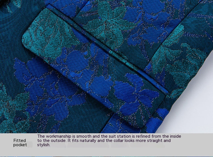 Men's Dress Host MC Wedding Best Man Jacquard Suit