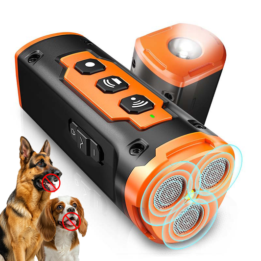 Dog Bark Deterrent Devices, 1-Touch Anti-Barking Device For Dogs With 3 Ultrasonic Heads, 50ft Range, Rechargeable & Safe Dog Training Tool With Flashlight, Helps Improve Behavior