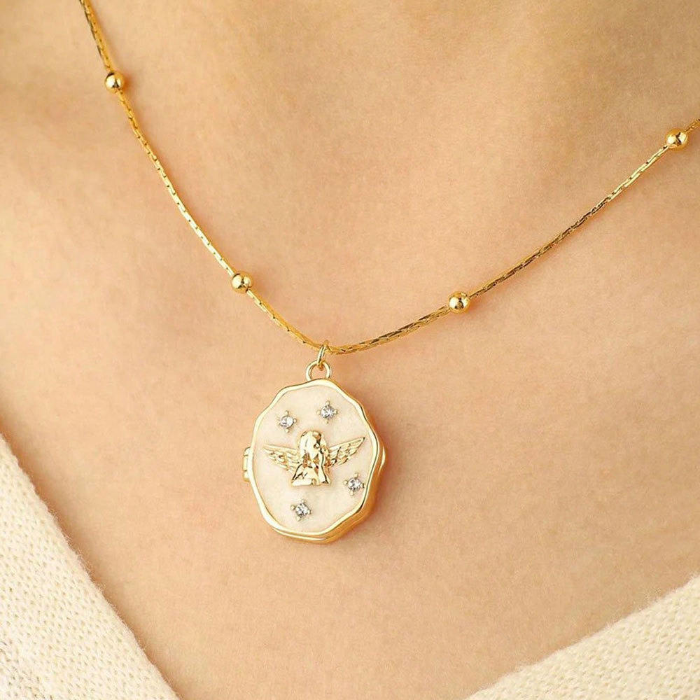 Angel Photo Opening And Closing Box, Cute Pet Photo Frame, Vintage Necklace