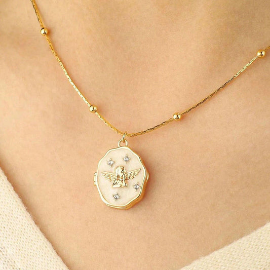 Angel Photo Opening And Closing Box, Cute Pet Photo Frame, Vintage Necklace