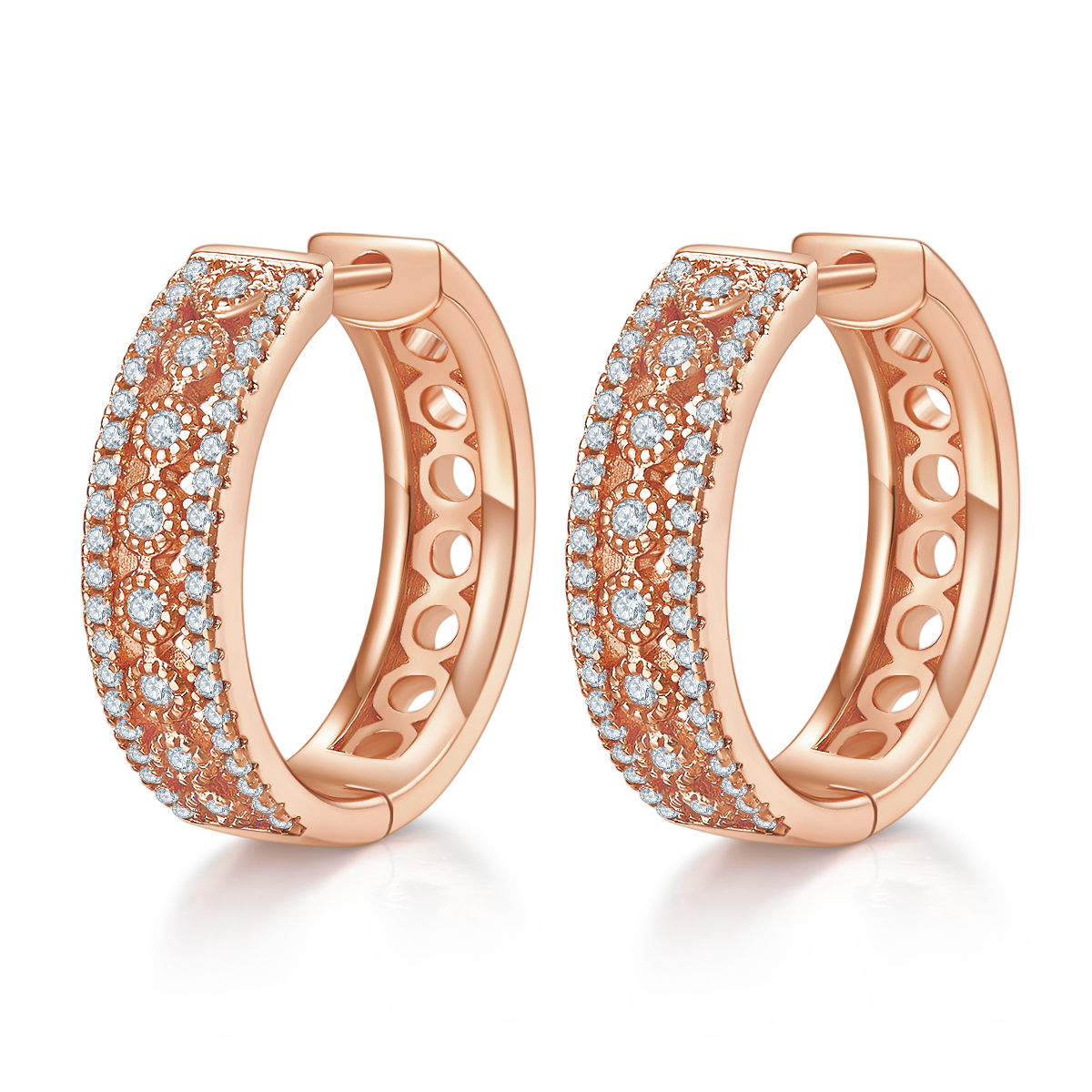 8.5g S925 Sterling Silver 0.74CT Moissanite Hoop Earrings  20mm Pave Huggie Hoops With Hollow Back & GRA Certificate, Platinum Plated Gift Box Set For Women