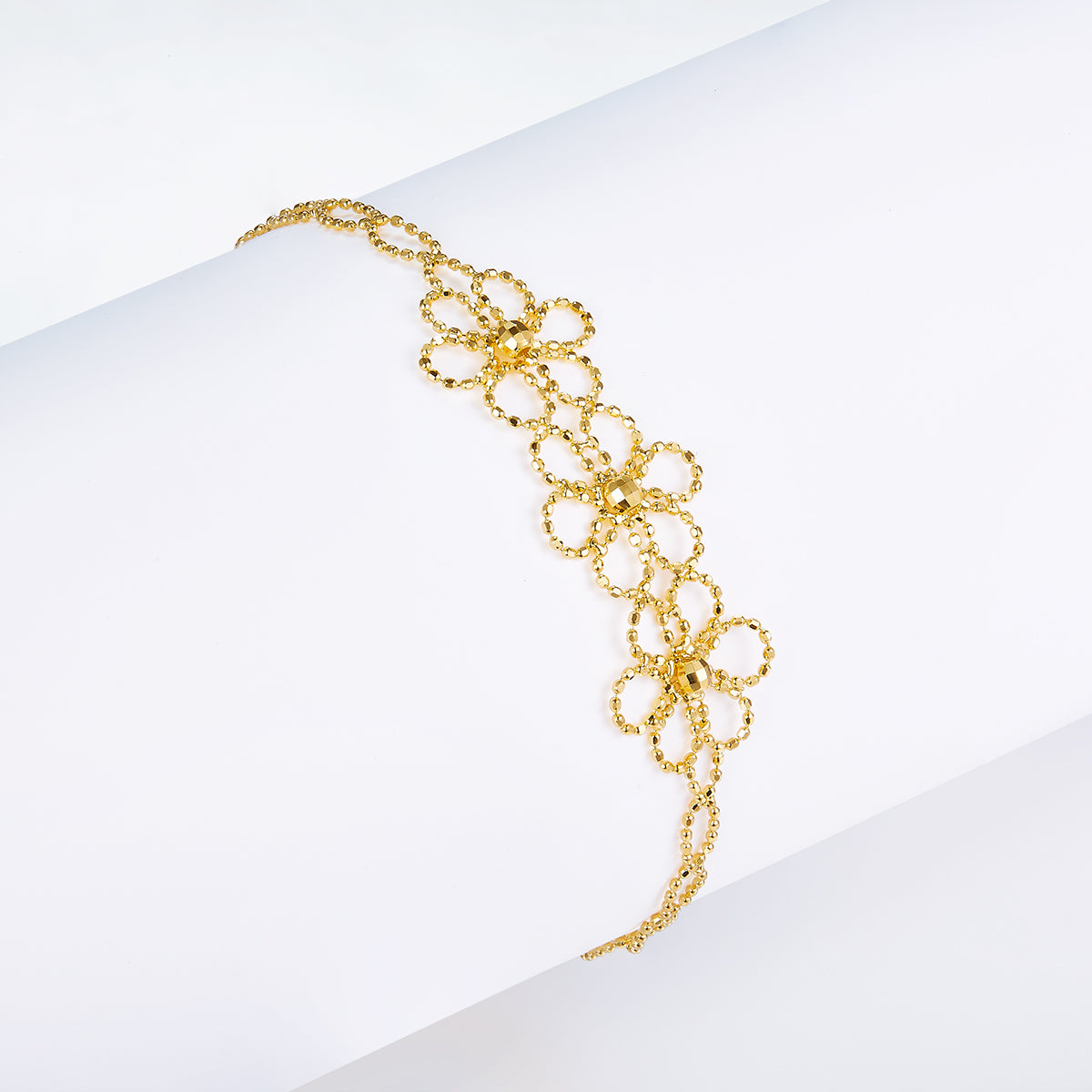 S925 Sterling Silver Hollow Flower Bracelet 20cm Adjustable 1.8g Lightweight 14mm Wide 3 Colors Platinum Plated Gift Box