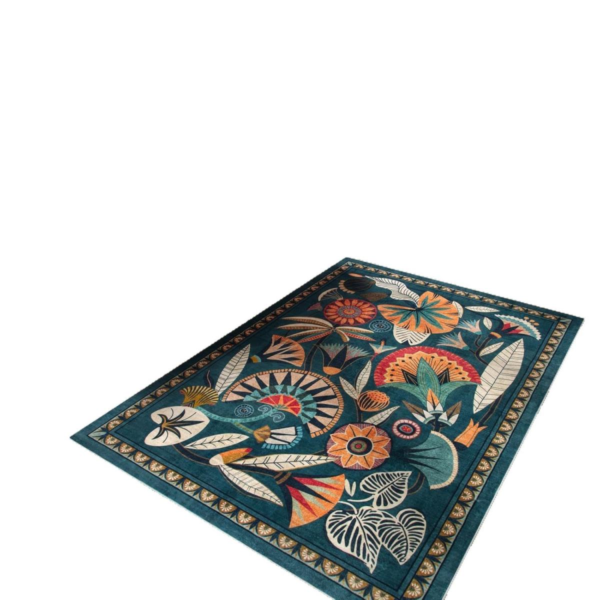 Flower Crystal Velvet Stain-resistant Easy-care Bedroom Living Room Carpet