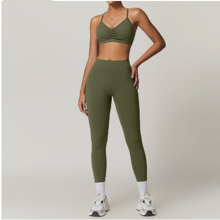 Beauty Back Yoga Clothes Suit Cargo Pocket Sports Suit High Waist Hip Lift Workout Clothes