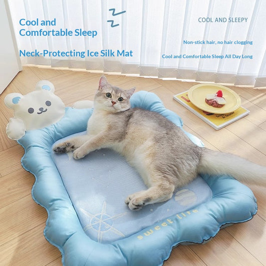 Summer Cooling Ice-silk Dog-shaped Cooling Mat For Sleeping