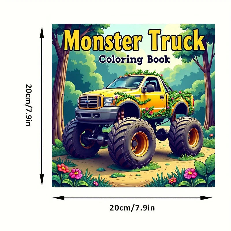 Monsters Trucks 28 Pages Coloring Book Coloring Book For Adult Stress Reduction Colouring Book Valentine's Day Gifting, Birthday Party Gift, Drawing Supplies, Christmas Gift, Back To School Supplies
