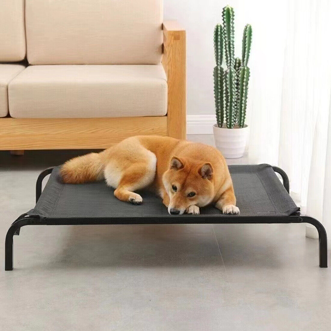Elevated Dog Bed Pet Cat Mesh Camping Cot Indoor Outdoor Waterproof Two Size UK