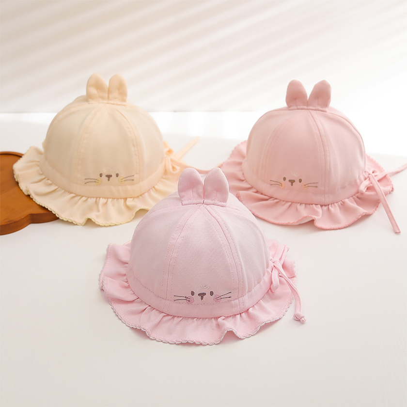 Children's Rabbit-ear Headband Featuring A Cartoon Rabbit Face, With Good Breathability And Cute And Playful Style. Suitable For Babies Aged 0-2 For Outdoor Activities.