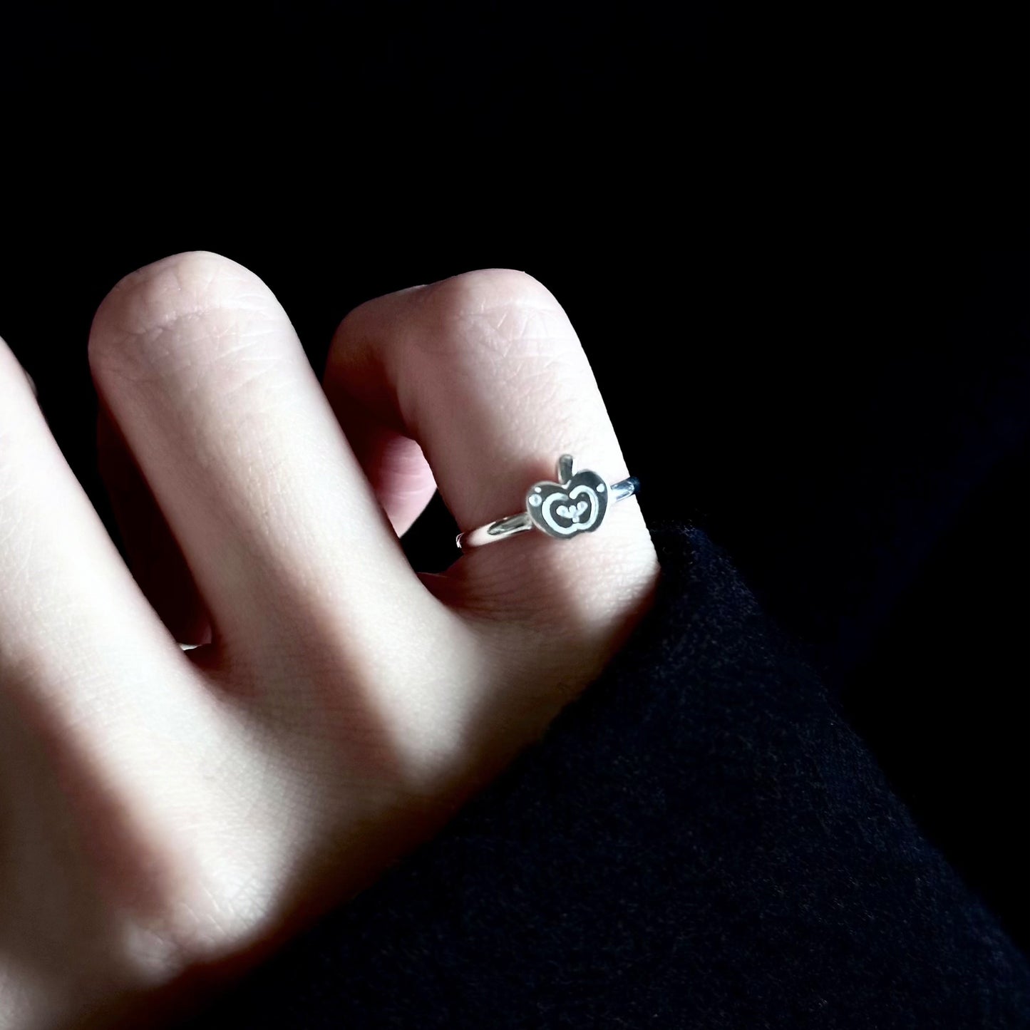 1pc 999 Sterling Silver Apple Open Ring, Minimalist Style, Perfect For Daily Wear And Christmas Eve Valentine's Gift