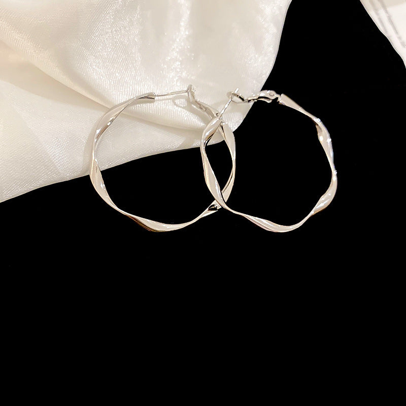 Sterling Silver Needle Cold Style Hoop Earrings Women Luxury All-Match Ear Decor