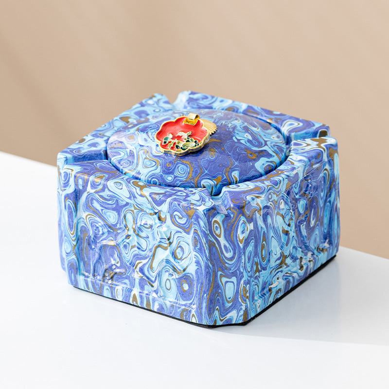 Ceramic Ashtray With Lid Home And Office Decoration