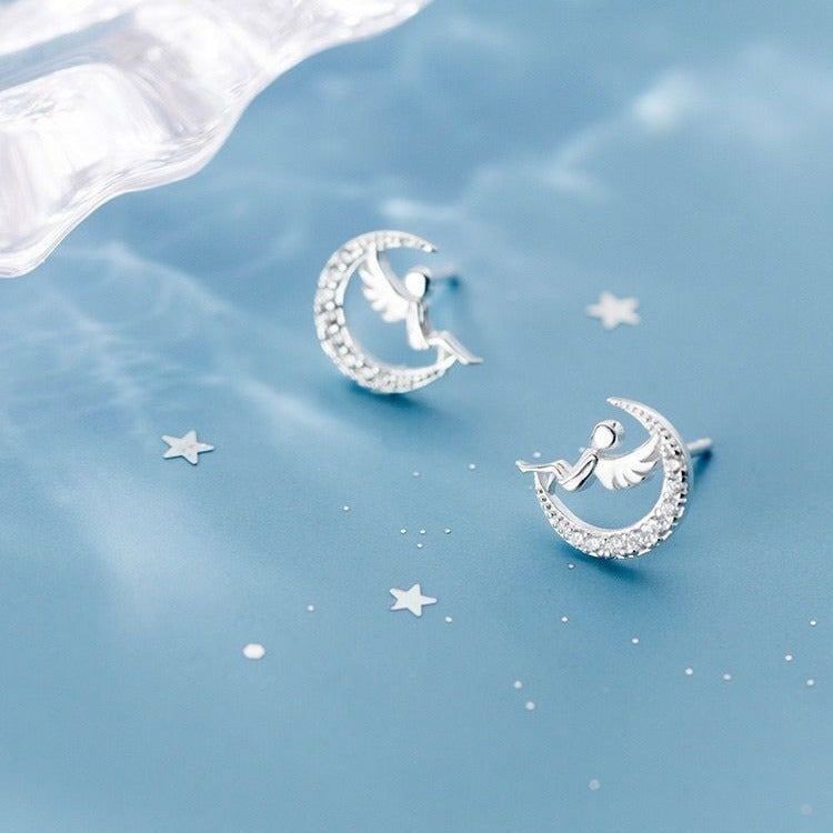 925 Silver Stud Earrings Women's Korean-style Fresh Elegant Glossy