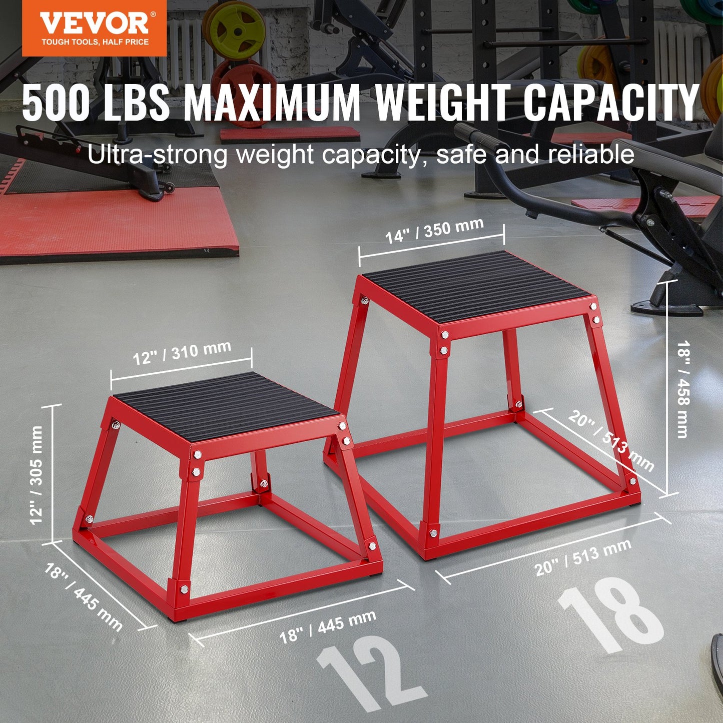 Plyometrische Sprungbox, 305 Mm Plyo-Box, Plyometrische Plattform Plyobox Rot, Rutschfeste Fitness-Übungs-Step-Up-Box Für Heimtraining, Konditions-Krafttraining, Gesäß, Oberschenkel Trainieren