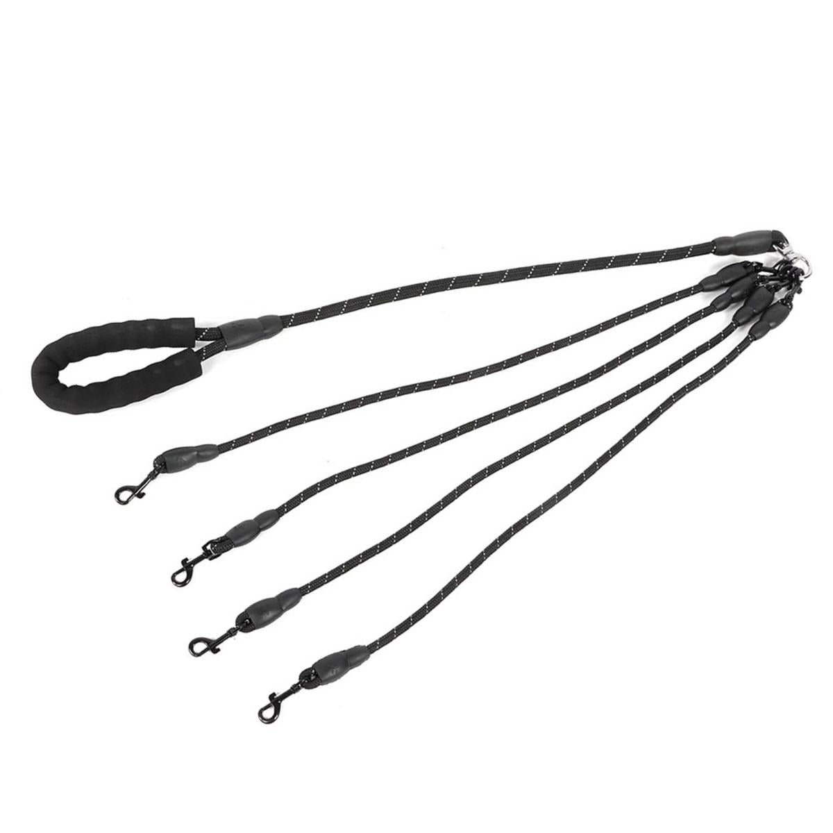 Pet Dog Wear Resistant 4-Ways Traction Rope Accessory For Outdoor Walkingblack 4 Heads