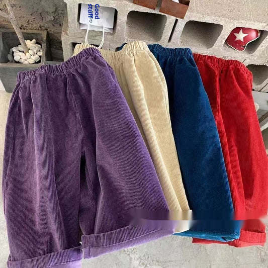 Arrival Korean-Style Warm Flared Trousers For Girls Corduroy Fleece-Lined Long Pants For Babies