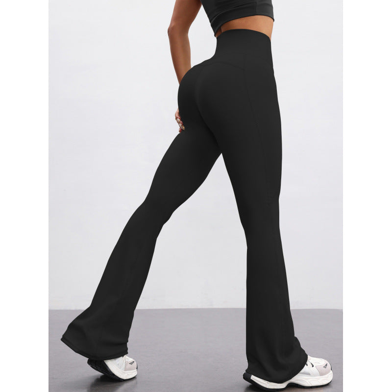 High-waisted Casual Flared Pants For Fitness And Sports