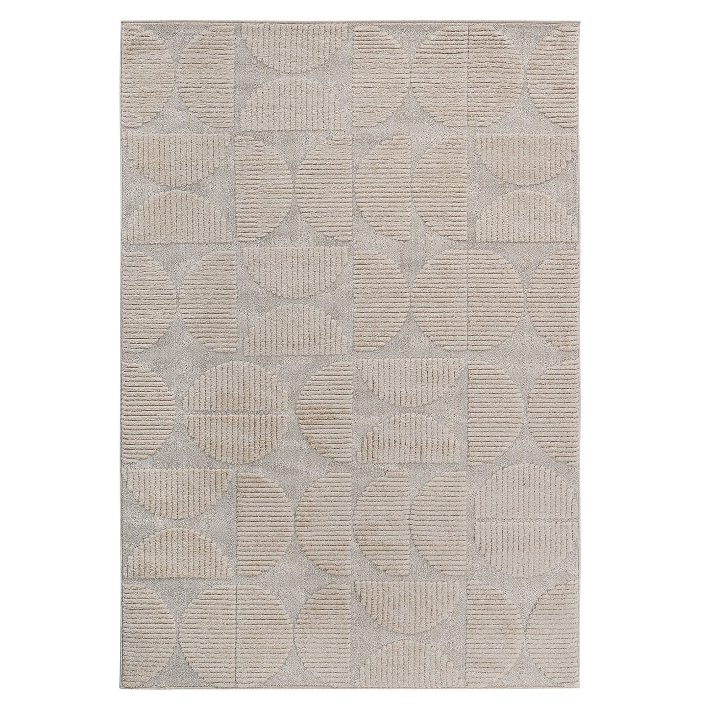 Step Collection High-Low Beige Indoor Area Rug, 5'3''x7'6'', Modern, Contemporary, Geometric, Bohemian, Bedroom, Kitchen, Living Room, Non Shedding Carpet