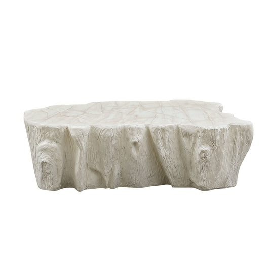 48.62 Inch Unique Shape Coffee Table Sturdy Fiberglass Tea Table For Living Room No Need Assembly Beige