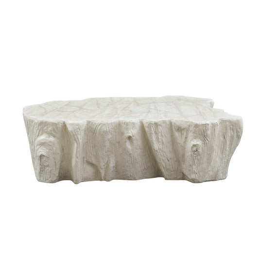 48.62 Inch Unique Shape Coffee Table Sturdy Fiberglass Tea Table For Living Room No Need Assembly Beige
