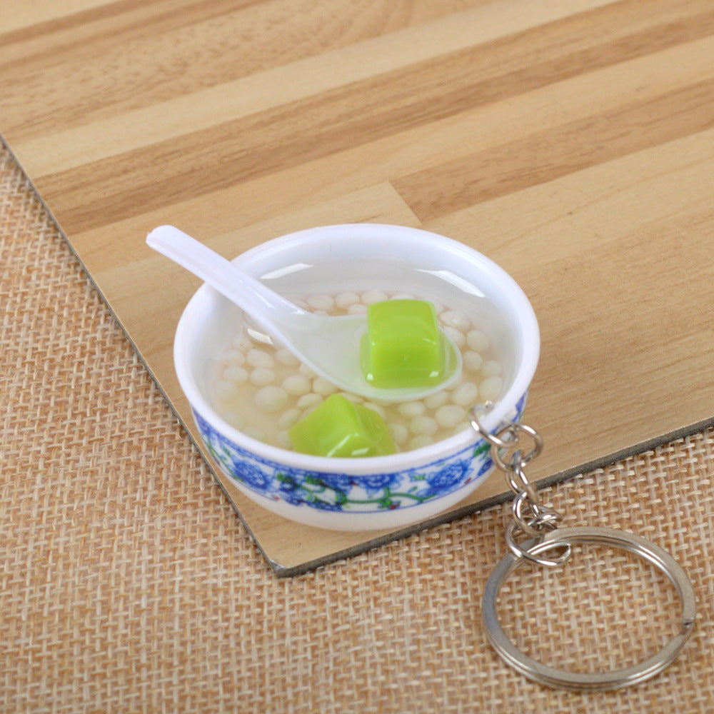 Artificial Food Pendant PVC Egg Noodle Keychain