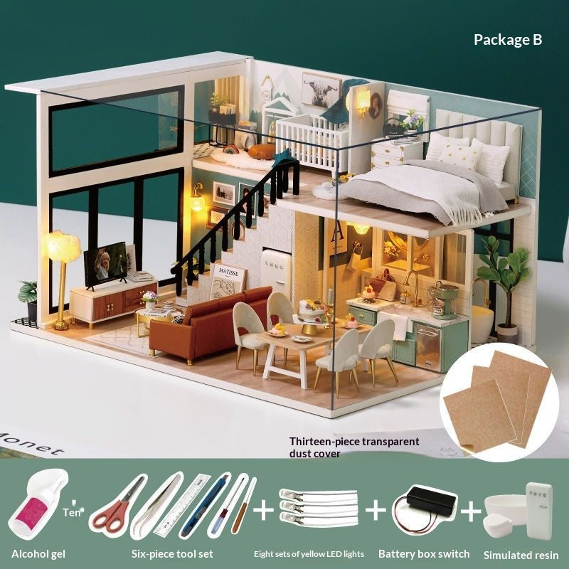DIY Cottage Craft Assembled Rose Garden Tea House Puzzle Toy