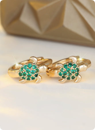 Fashionable Best-Selling Full-Crystal Color Zircon Turtle Earrings