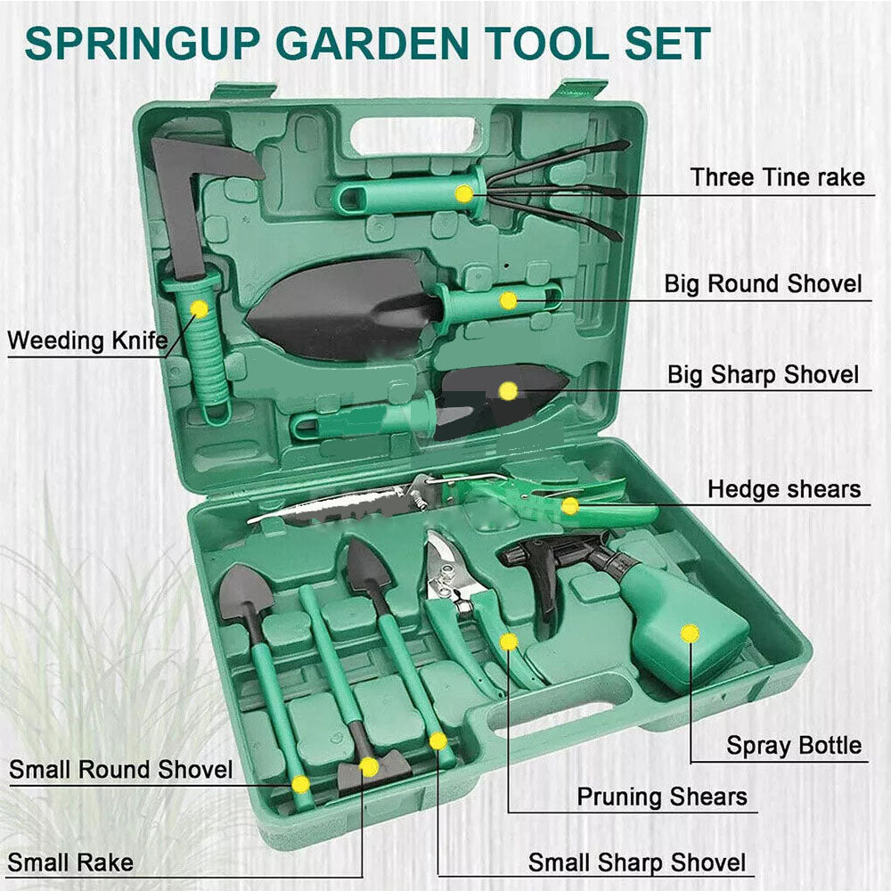 Shovel Harrow Potted Flower Gardening Tools Gift Kit Glove Garden Tool 10Pcs Set