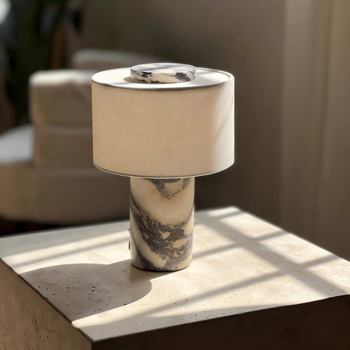 Portable Luxury Stone Atmosphere Charging Table Lamp For Bedroom And Study Room