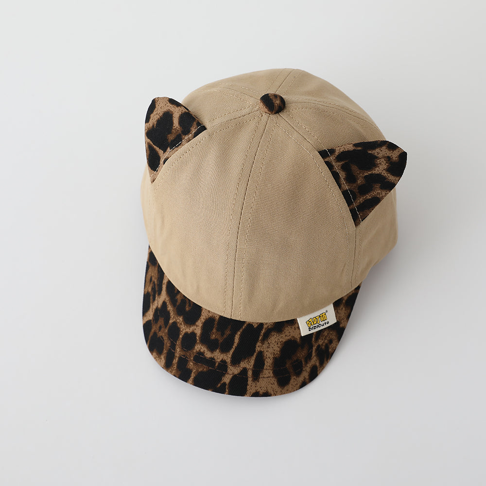 Korean Version Children's Patchwork Leopard Print Brimmed Adjustable Trendy Baseball Cap, Suitable For Outdoor Travel And Entertainment.