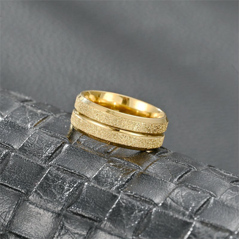 Accessories Stainless Steel Single Line Frosted Couple Ring