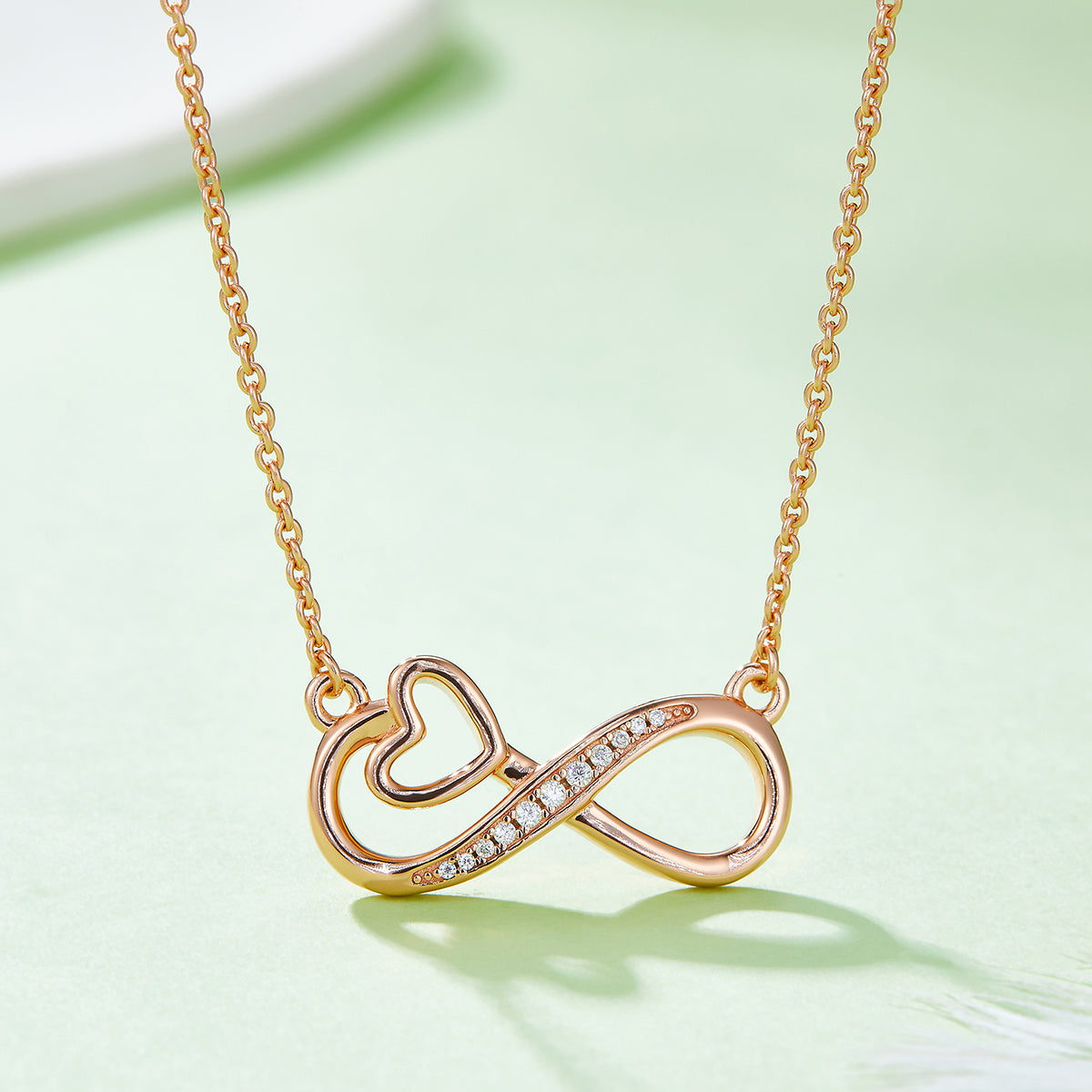3.7g S925 Sterling Silver 11 Stone Moissanite Infinity Heart Necklace 45cm  Platinum Plated Pendant With GRA, Romantic Jewelry Gift Box Set For Women