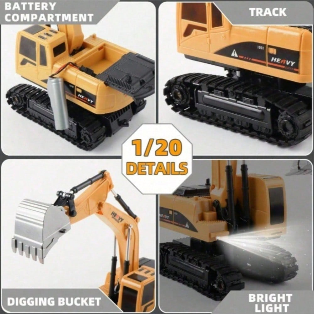 RC Dump Truck And Excavator Set, 2 In 1 Remote Control Construction Vehicles With Realistic Sounds And Lights, Perfect Holiday Gift, Toy Cars, Outside Toys, Carro Control Remoto, Remote Control Toys