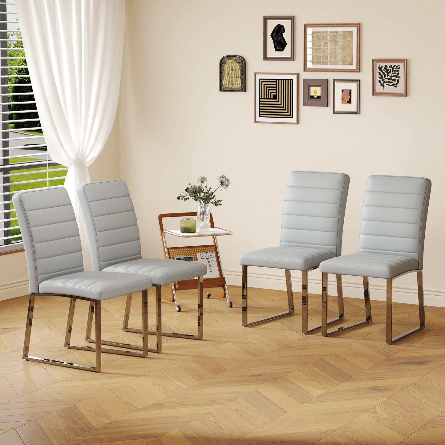 4 Pack  Heavy Duty Chairs Set 2.1 Thick Cushion, Iron Frame, Perfect For Home Or Office. Classic Colors, Great Value