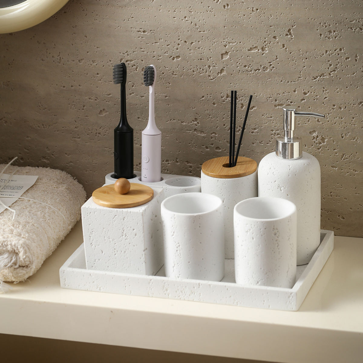 Wabi-Sabi Style Cave Stone Storage Seven-Piece Set