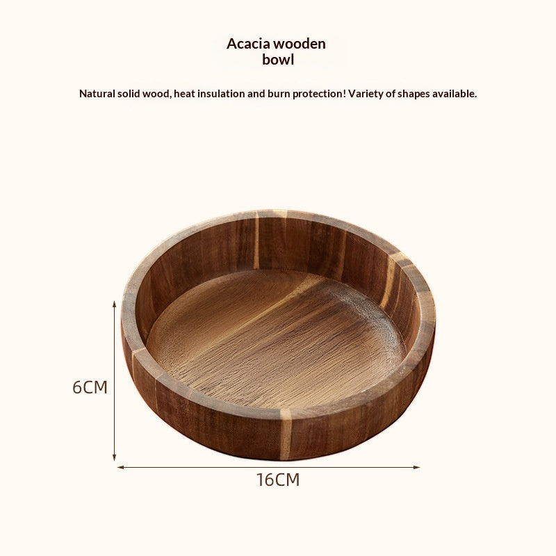 Hand-Painted Acacia Wood Salad Bowl For Home Use