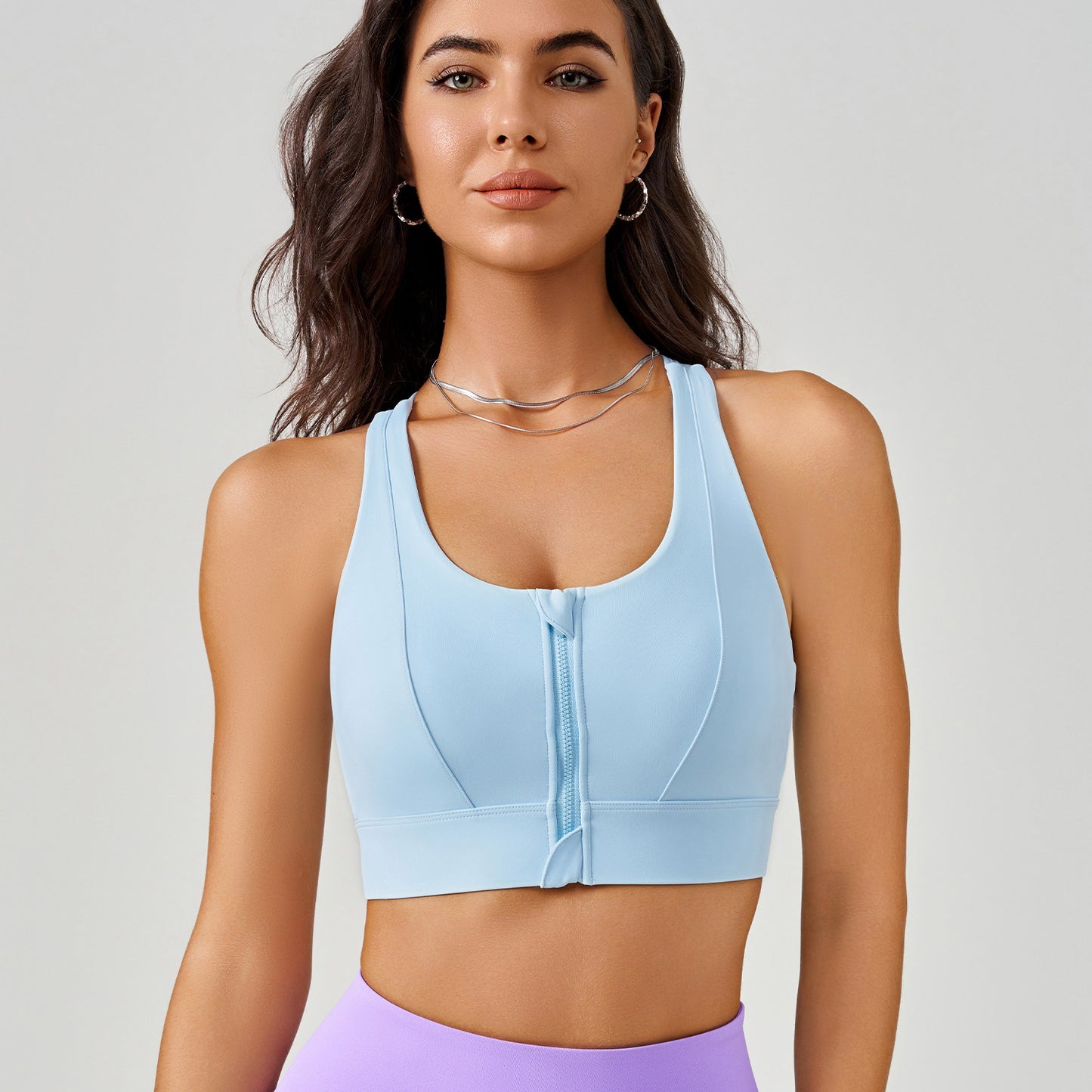 New Spring & Summer Front Zipper Yoga Bra, Back Support High Impact Shockproof Running Vest, Integrated Sports Yoga Top