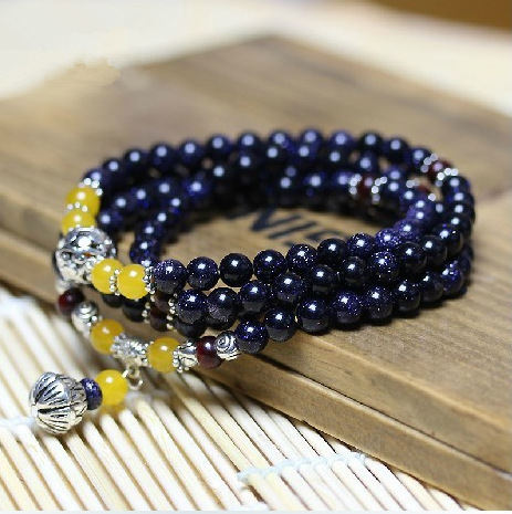 Women's Blue San Beads Bracelet Vintage Ethnic Style Hand Accessories