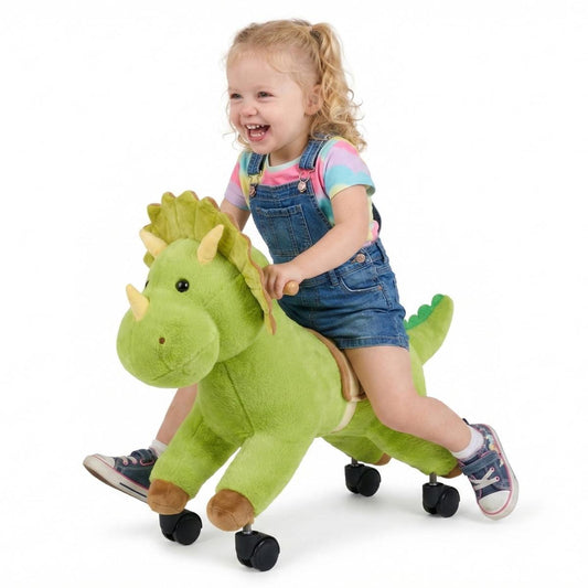 Ride On Horse, Riding Dinosaur Toys For Kids, Features Lifelike Dinosaur Roars, No Battery Required, 360-Degree Flexible Smooth Wheels, Soft Seat, 88 Lbs Max Load Capacity For Toddlers Ages 3