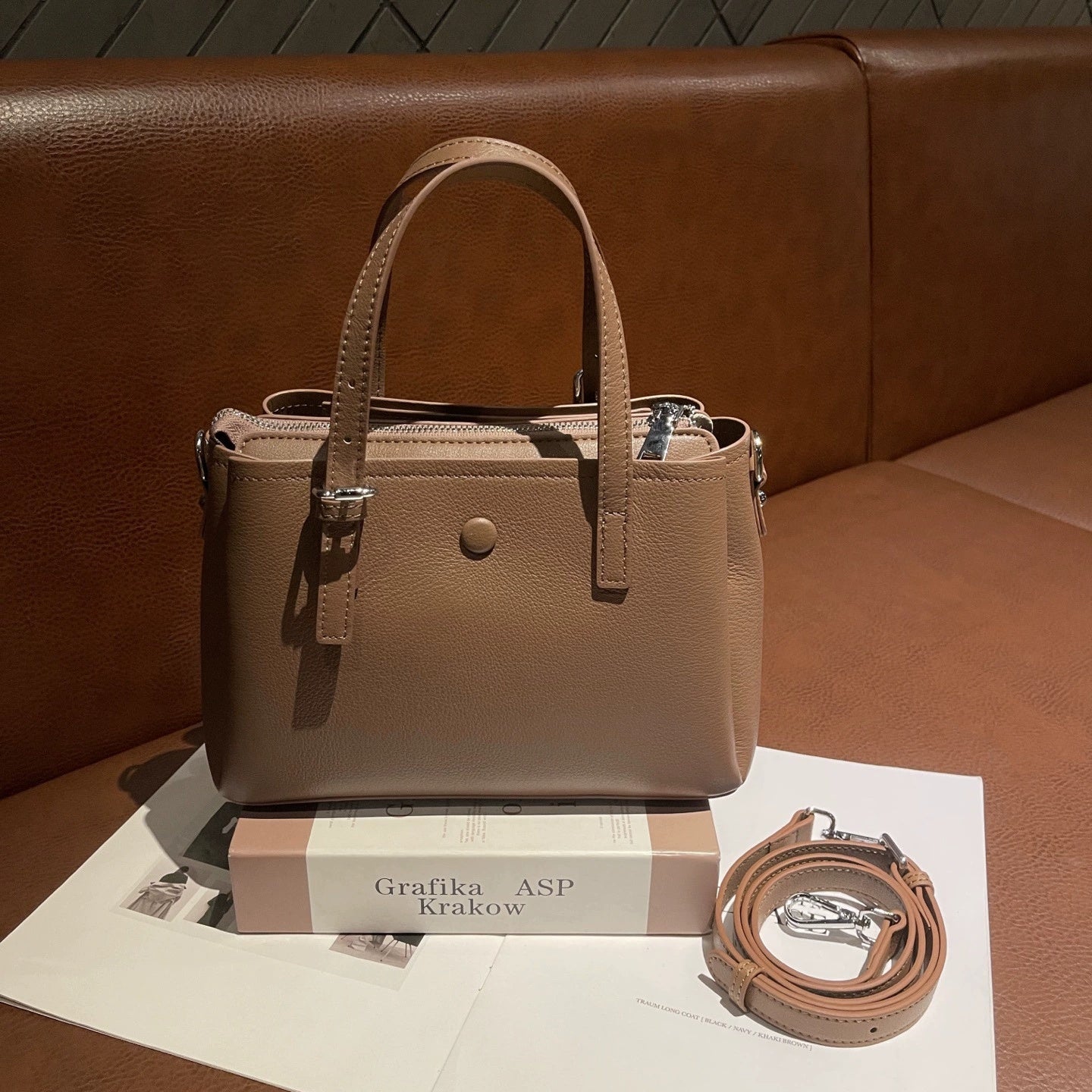 New Cross-Border Genuine Leather Handbag For Women, High-End Feeling Shoulder And Crossbody Bag, Commuter Large-Capacity Square Bag