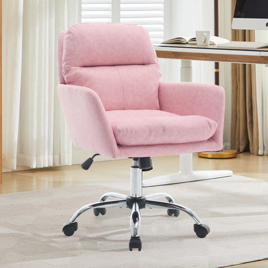 Artificial Leather, PU Leather, Black Base, Adjustable In Height, Suitable For Office, Bedroom, Dressing Table And Other Environments. An Office Chair.pink