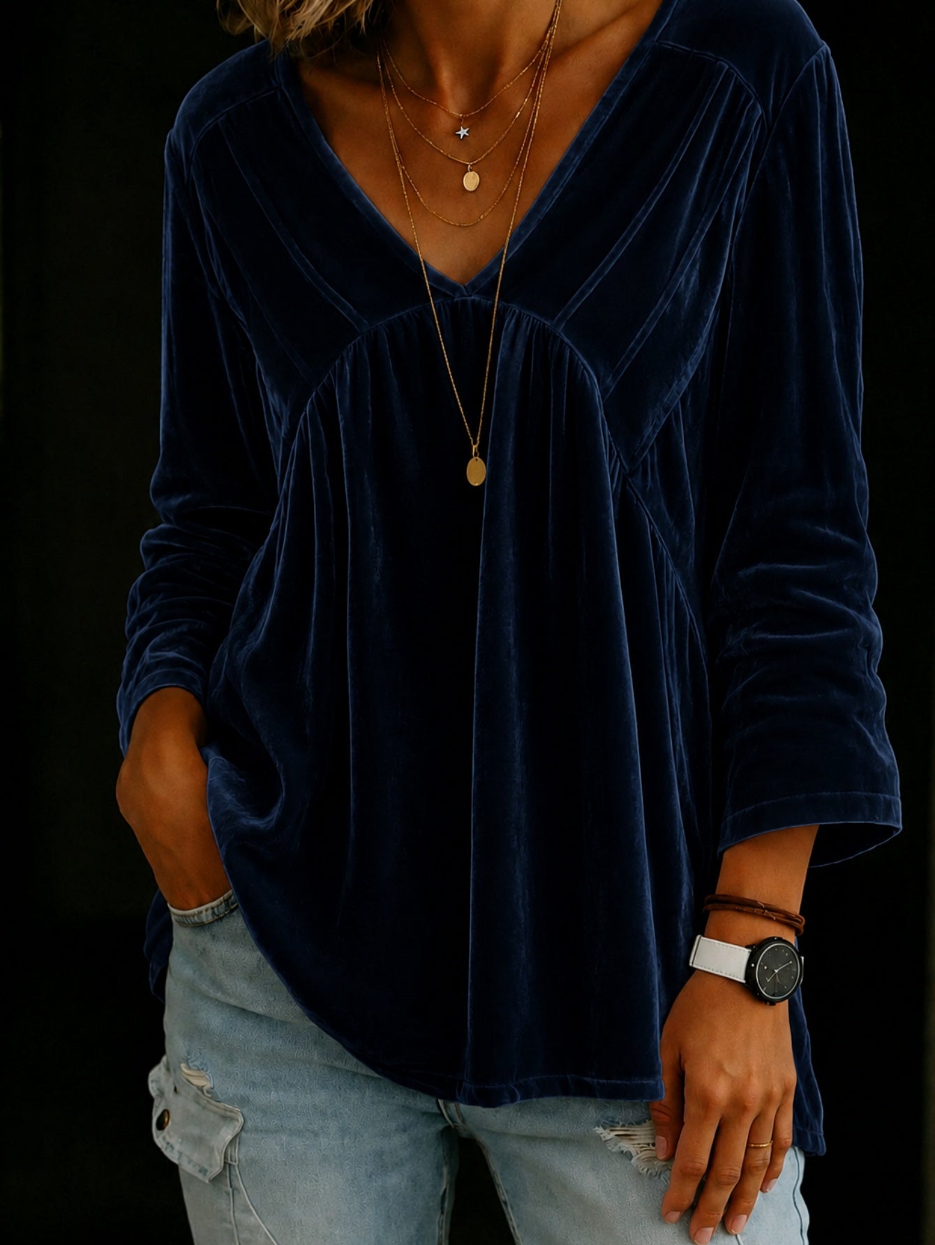 Casual Fashion Plain-color Loose-fitting T-shirt