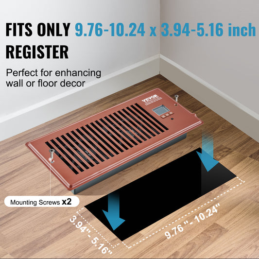 VEVOR Register Booster Fan, Quiet Vent Booster Fan Fits Register Holes, With Remote Control And Thermostat Control, Adjustable Speed For Heating Cooling Smart Vent, Brown