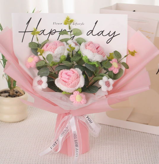 Finished Flower Bouquet Hand-woven Flowers, Woven Gift